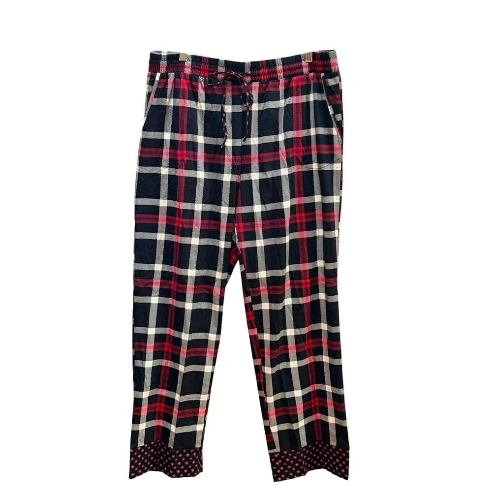 Vera Bradley Pajamas Women XL Black Plaid Button Down Sleepwear Set Loungewear